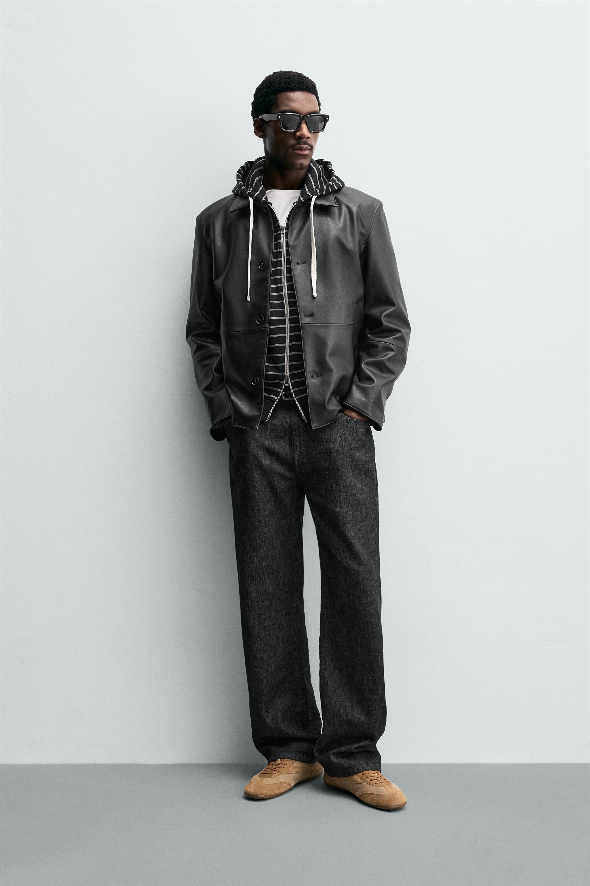 FAUX LEATHER REGULAR FIT OVERSHIRT
